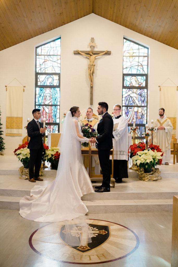 Bride and groom church wedding