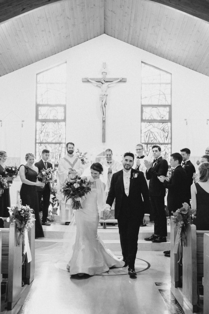 Bride and groom church wedding