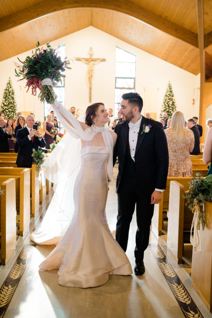 Bride and groom church wedding