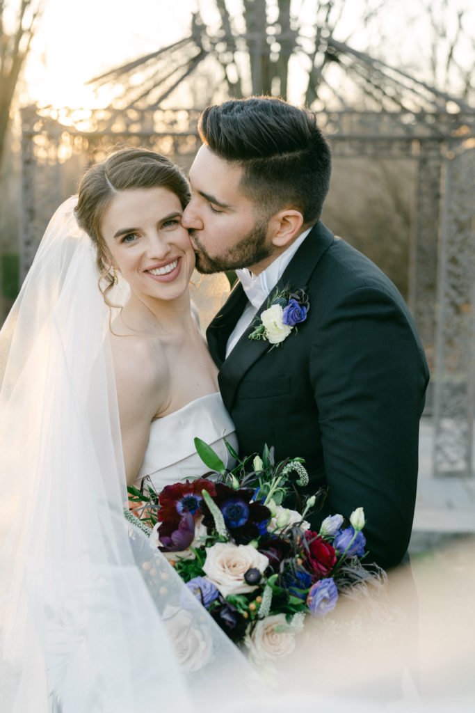 Bride and groom winter wedding