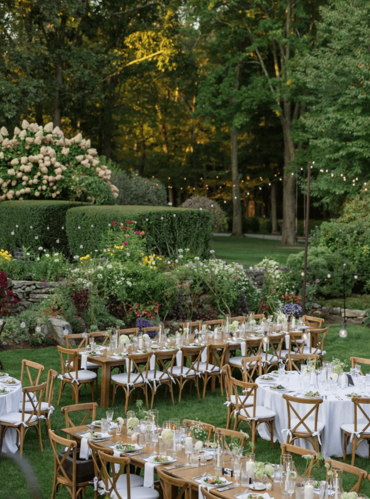 out door wedding reception at smith farm gardens