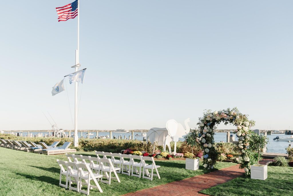 wedding ceremony set up at White Elephant Nantucket