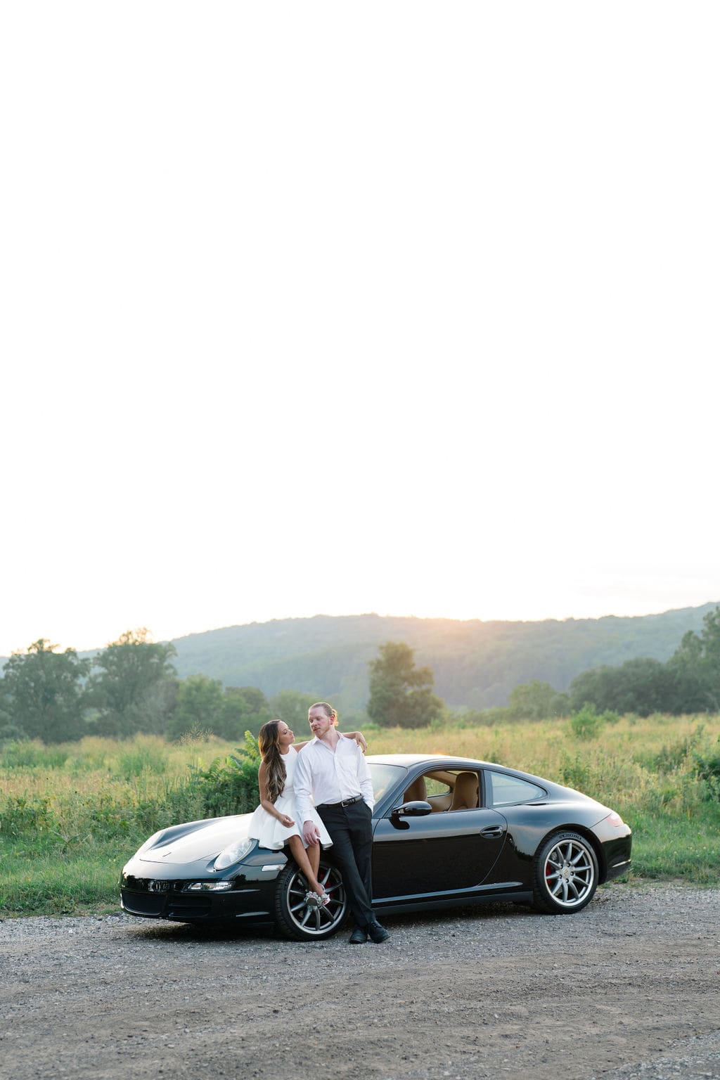 Engagement Session at valley forge with a porsche